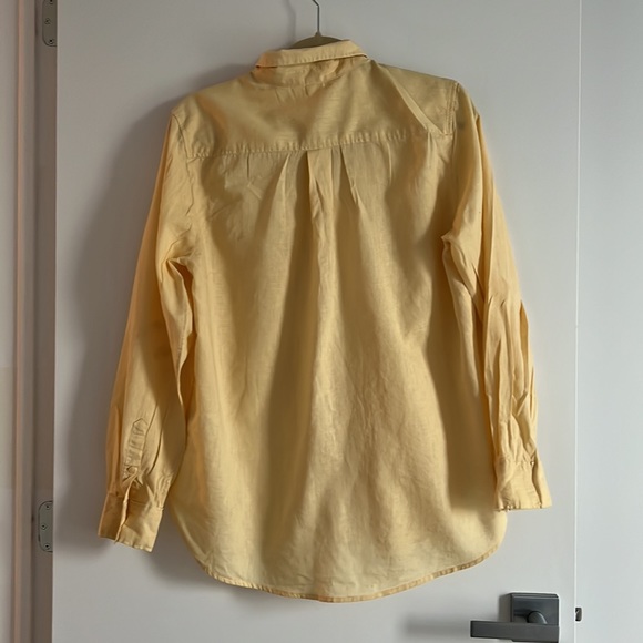 H&M Linen Blend Yellow Button Down oversized beach cover up or casual - Picture 7 of 7